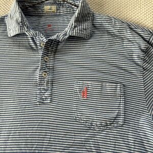 Johnnie O Polo blue and white stripe size medium